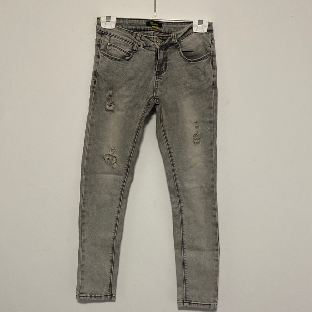 Grey Acid Wash Skinny Jeans Size 25